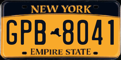 NY license plate GPB8041