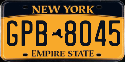NY license plate GPB8045