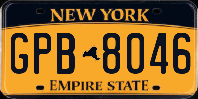 NY license plate GPB8046