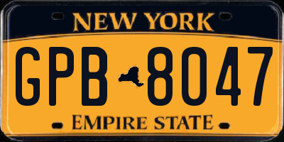 NY license plate GPB8047