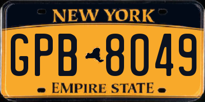 NY license plate GPB8049