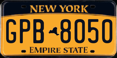 NY license plate GPB8050