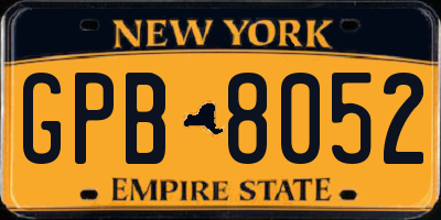 NY license plate GPB8052