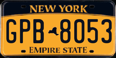 NY license plate GPB8053