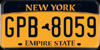 NY license plate GPB8059