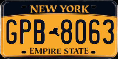 NY license plate GPB8063