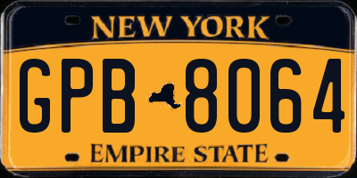 NY license plate GPB8064