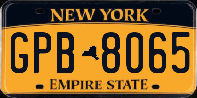 NY license plate GPB8065