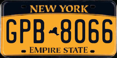 NY license plate GPB8066