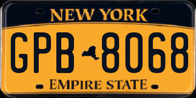 NY license plate GPB8068