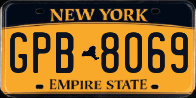 NY license plate GPB8069