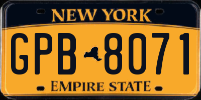 NY license plate GPB8071