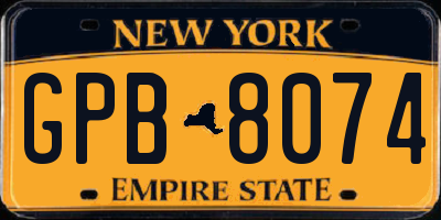 NY license plate GPB8074