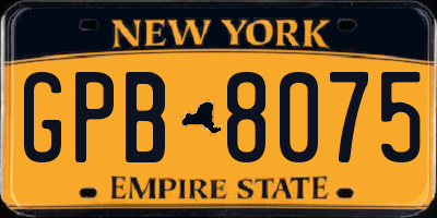 NY license plate GPB8075