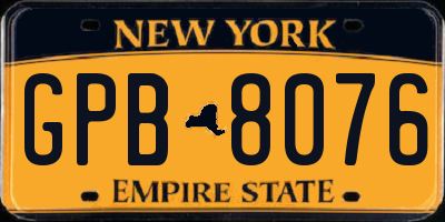 NY license plate GPB8076