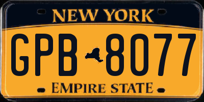 NY license plate GPB8077