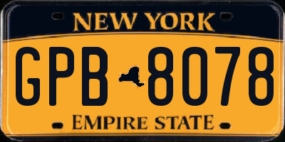 NY license plate GPB8078