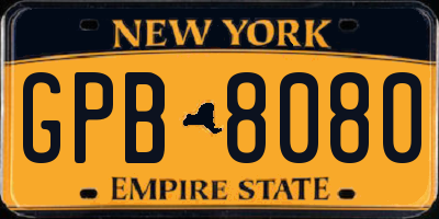 NY license plate GPB8080