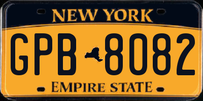 NY license plate GPB8082