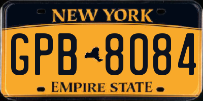 NY license plate GPB8084