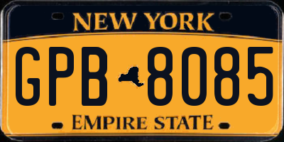 NY license plate GPB8085