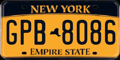 NY license plate GPB8086