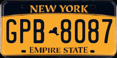 NY license plate GPB8087