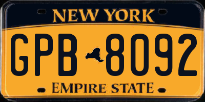 NY license plate GPB8092