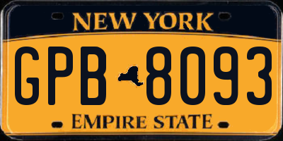 NY license plate GPB8093