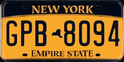 NY license plate GPB8094