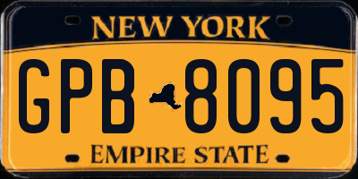 NY license plate GPB8095