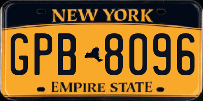 NY license plate GPB8096