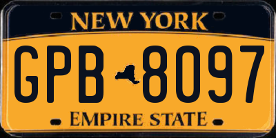 NY license plate GPB8097