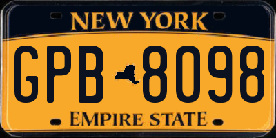 NY license plate GPB8098