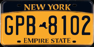 NY license plate GPB8102
