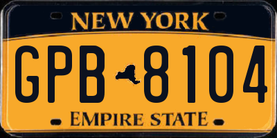 NY license plate GPB8104