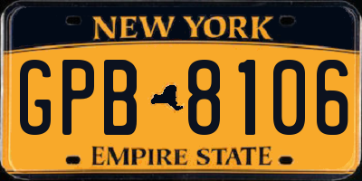 NY license plate GPB8106