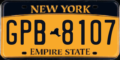 NY license plate GPB8107