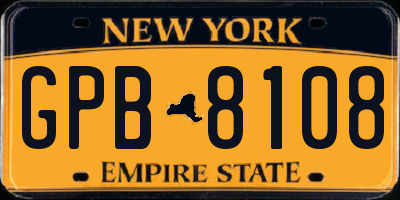 NY license plate GPB8108
