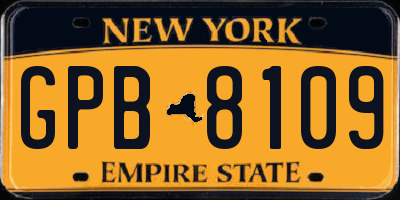 NY license plate GPB8109
