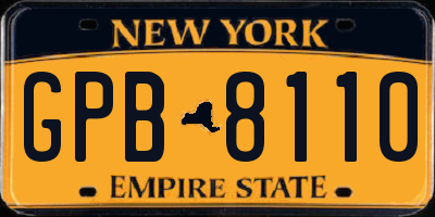 NY license plate GPB8110