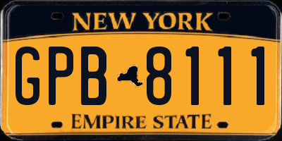 NY license plate GPB8111