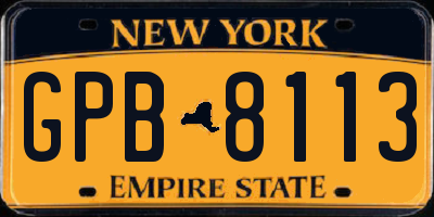 NY license plate GPB8113