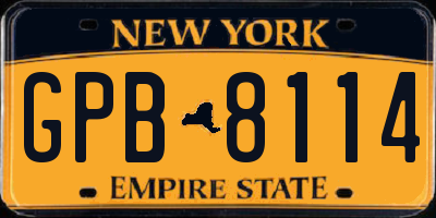 NY license plate GPB8114