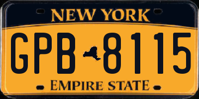 NY license plate GPB8115