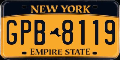 NY license plate GPB8119