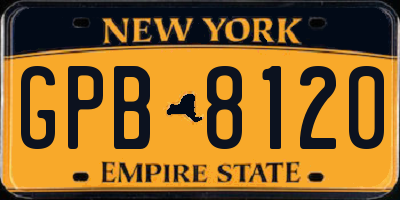 NY license plate GPB8120