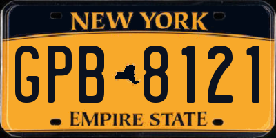 NY license plate GPB8121