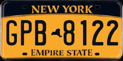 NY license plate GPB8122