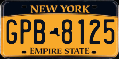 NY license plate GPB8125